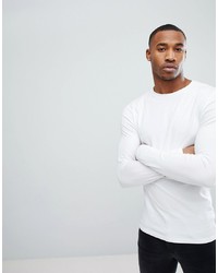 ASOS DESIGN Muscle Fit Long Sleeve T Shirt With Crew Neck In White