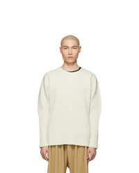 Homme Plissé Issey Miyake Off White Cotton Surface Long Sleeve T Shirt