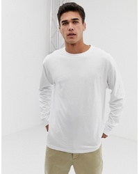 New Look Oversized Long Sleeve Cuff T Shirt In White