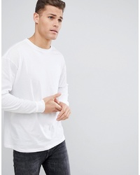 New Look Oversized Long Sleeve Cuff T Shirt In White