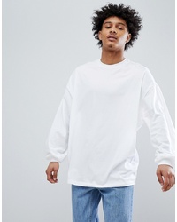 ASOS DESIGN Oversized Long Sleeve T Shirt With Bellowing Sleeve In White