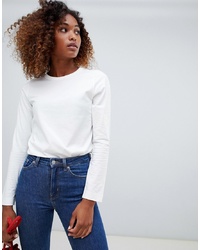 Weekday Plain Long Sleeve T Shirt In White