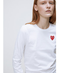 Comme des Garcons Play White Long Sleeve Red Heart T Shirt