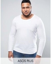 Asos Plus Long Sleeve T Shirt With Scoop Neck In White