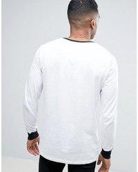 Hype Ringer Long Sleeve T Shirt In White