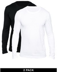 Selected 2 Pack Long Sleeve Top Regular Fit Blackwhite