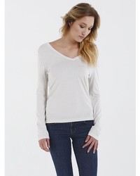 Boxie Tees Supima Cotton Long Sleeve Fitted V Neck Tee