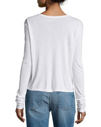Alexander Wang T By Classic Cropped Long Sleeve Tee White