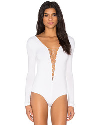 Alexander Wang T By Lace Up Bodysuit In White