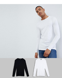 ASOS DESIGN T Sleeve T Shirt With Crew Neck 2 Pack Save