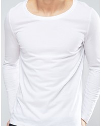 Asos Tall Long Sleeve T Shirt With Scoop Neck In White