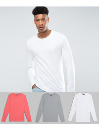 ASOS DESIGN Tall Muscle Fit Long Sleeve T Shirt 3 Pack Save