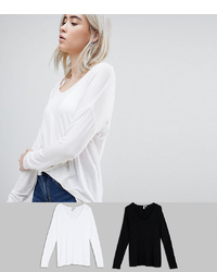 ASOS DESIGN Top With Batwing Long Sleeve 2 Pack Save