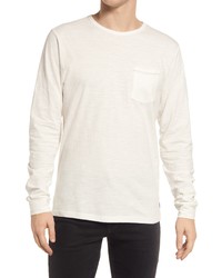 Roark Well Worn Organic Cotton Long Sleeve Pocket T Shirt In Off White At Nordstrom