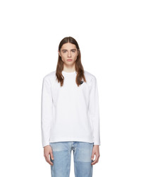 Comme Des Garcons Play White And Black Heart Patch Long Sleeve T Shirt