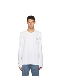 Wooyoungmi White And Blue Logo Long Sleeve T Shirt