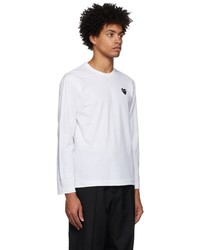 Comme Des Garcons Play White Black Heart Patch Long Sleeve T Shirt