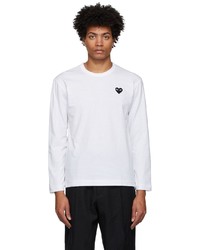 Comme Des Garcons Play White Black Heart Patch Long Sleeve T Shirt