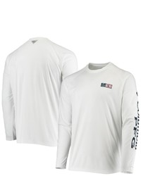 Columbia White Boston Red Sox Americana Terminal Tackle Omni Shade Raglan Long Sleeve T Shirt