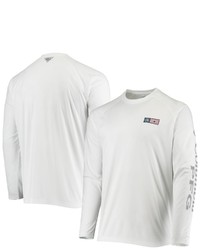 Columbia White Chicago Cubs Americana Terminal Tackle Omni Shade Raglan Long Sleeve T Shirt