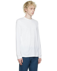 Sunspel White Cotton Long Sleeve T Shirt