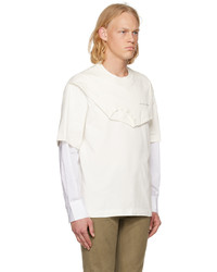 Feng Chen Wang White Double Collar Long Sleeve T Shirt