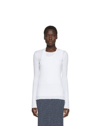 Helmut Lang White Double Layer Long Sleeve T Shirt