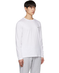 Lacoste White Embroidered Long Sleeve T Shirt
