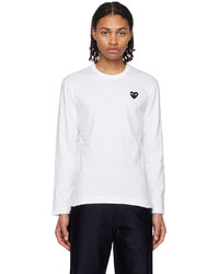 Comme Des Garcons Play White Heart Long Sleeve T Shirt