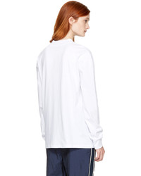 MSGM White Long Sleeve Logo T Shirt