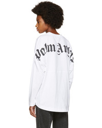 Palm Angels White Long Sleeve Logo T Shirt