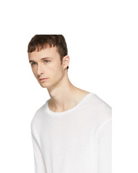 Unravel White Long Sleeve Rib Elongated T Shirt