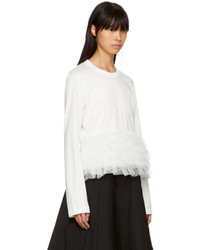 Noir Kei Ninomiya White Long Sleeve Tulle Frill T Shirt