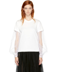 Noir Kei Ninomiya White Long Sleeve Tulle T Shirt
