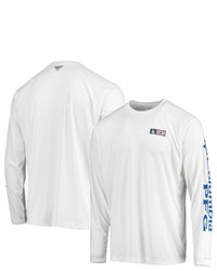 Columbia White Los Angeles Dodgers Americana Terminal Tackle Omni Shade Raglan Long Sleeve T Shirt
