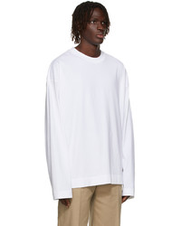 Dries Van Noten White Medium Weight Jersey Long Sleeve T Shirt