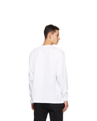 MSGM White Micro Logo Long Sleeve T Shirt