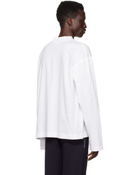 Dries Van Noten White Mock Neck Long Sleeve T Shirt