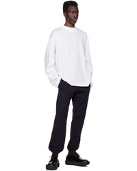 Dries Van Noten White Mock Neck Long Sleeve T Shirt