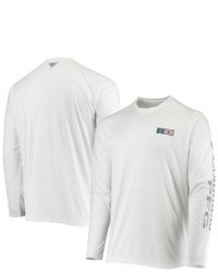 Columbia White New York Mets Americana Terminal Tackle Omni Shade Raglan Long Sleeve T Shirt