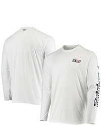 Columbia White New York Yankees Americana Terminal Tackle Omni Shade Raglan Long Sleeve T Shirt