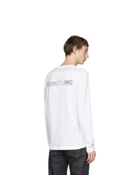 Helmut Lang White Overlay Logo Long Sleeve T Shirt