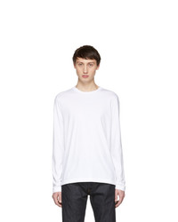 Helmut Lang White Overlay Logo Long Sleeve T Shirt