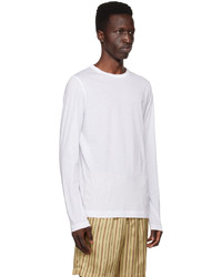 Dries Van Noten White Overlock Stitch Long Sleeve T Shirt