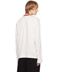 Dries Van Noten White Paneled Long Sleeve T Shirt