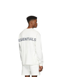 Essentials White Reflective Logo Long Sleeve T Shirt