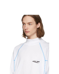 Calvin Klein 205W39nyc White Scuba Mock Neck Long Sleeve T Shirt