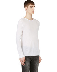 BLK DNM White Semi Sheer Long Sleeve T Shirt