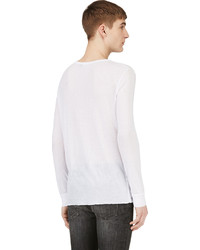 BLK DNM White Semi Sheer Long Sleeve T Shirt, $115 | SSENSE