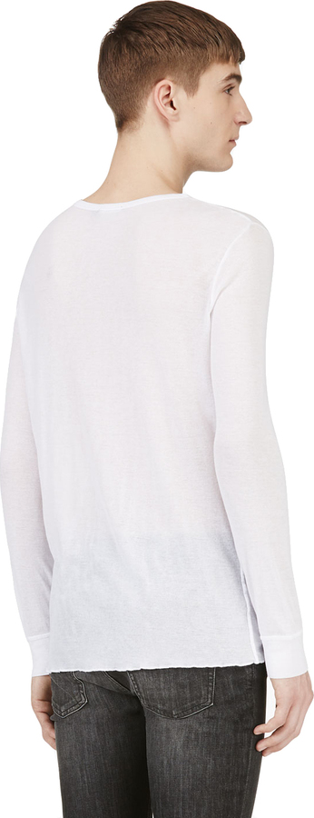 BLK DNM White Semi Sheer Long Sleeve T Shirt, $115